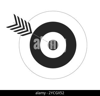 Reach goal dartboard target shooting black and white 2D line object Stock Vector
