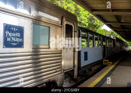 Itu, Sao Paulo, Brazil. March 10, 2022. Republican train station. Sign in Portuguese written Stock Photo