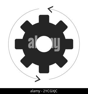 Cog flowing process black and white 2D line object Stock Vector