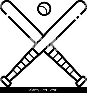 two crossed baseball bats - vector icon  Stock Vector