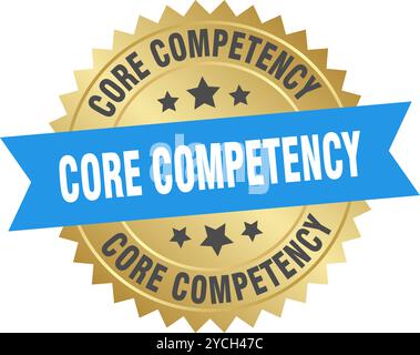core competency round blue and gold label isolated on transparent background. core competency Stock Vector