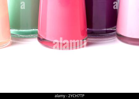 Bottles with spilled nail polish Stock Photo