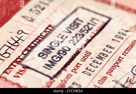 British visa stamp in passport Stock Photo