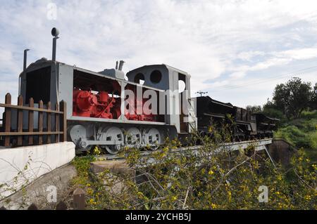 The Kalavasos Old Copper Mine Train on Bridge Stock Photo