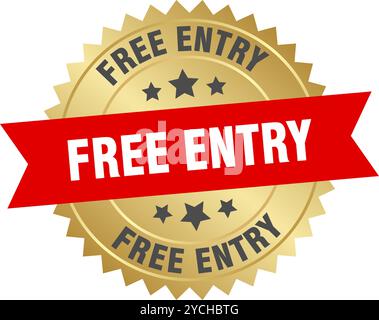 free entry ribbon. free entry round red sign. free entry Stock Vector ...