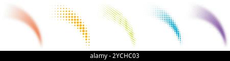 curved lines of dots in different colors on a white background. Vector illustration Stock Vector