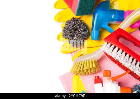 Assortment of means for cleaning and washing Stock Photo
