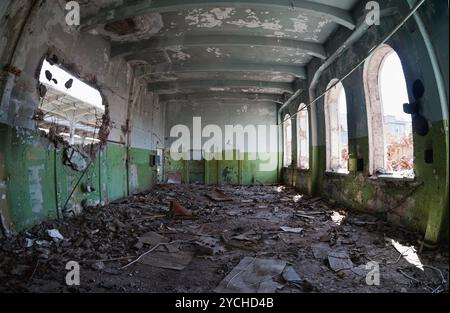 Ruins, view of an old abandoned factory building Stock Photo