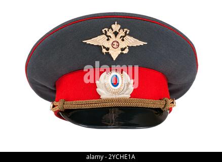 Russian police officer cap isolated on white background Stock Photo