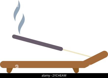 Incense stick is slowly burning, releasing aromatic smoke, creating a peaceful and relaxing atmosphere Stock Vector