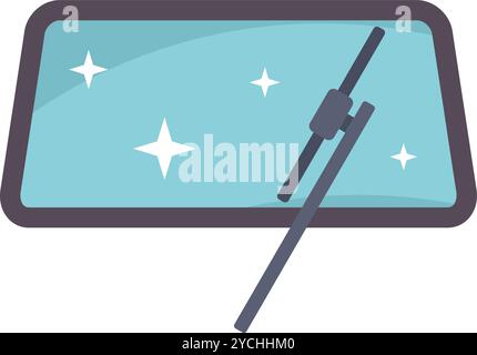 Windshield wiper is removing raindrops from a clean windscreen, car wash service concept Stock Vector