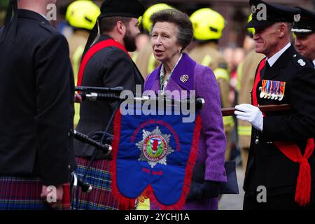 The Princess Royal attends a commemorative service to mark 200 years of Scottish fire and rescue services at St Giles Cathedral in Edinburgh. Picture date: Wednesday October 23, 2024. Stock Photo