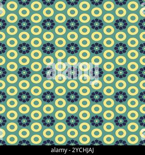 abstract seamless pattern geometric donut shape and flower, with winter color Stock Vector