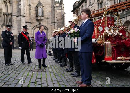 The Princess Royal attends a commemorative service to mark 200 years of Scottish fire and rescue services at St Giles Cathedral in Edinburgh. Picture date: Wednesday October 23, 2024. Stock Photo