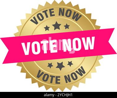 Pink Vote Button vote now round pink label isolated on transparent background. vote now ...