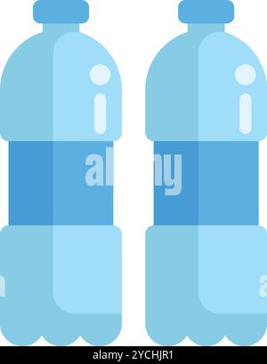 Refreshing and hydrating, these water bottles are perfect for quenching thirst on the go Stock Vector