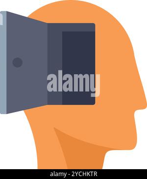 Human head with an open door revealing the mind, symbolizing openness, curiosity, and the power of ideas Stock Vector