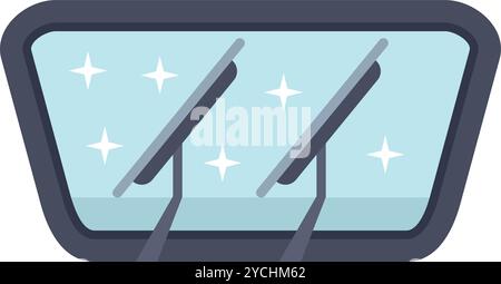 Car windshield wipers are removing raindrops from the windscreen providing clear view for safe driving Stock Vector