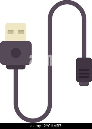 Usb cable connecting to a device, enabling data transfer and charging capabilities Stock Vector