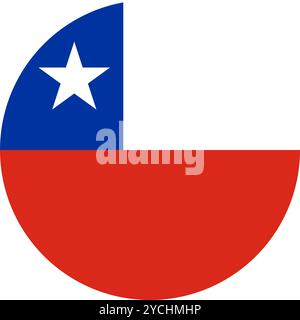 Chile Circle Flag, Circle Flag of Chile, Vector Images Stock Vector
