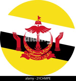 Brunei Circle Flag, Circle Flag of Brunei, Vector Images Stock Vector
