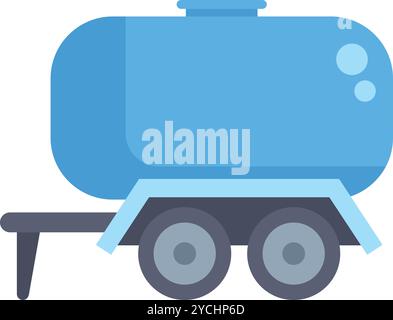 Simple flat illustration of a blue tank trailer transporting liquids Stock Vector