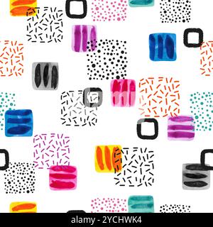 Seamless pattern with colorful squares. Vector abstract background with geometric shapes Stock Vector