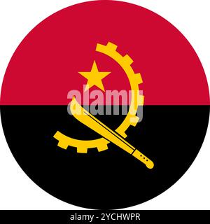 Angola Circle Flag, Circle Flag of Angola, Vector Images Stock Vector