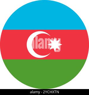 Azerbaijan Circle Flag, Circle Flag of Azerbaijan, Vector Images Stock Vector