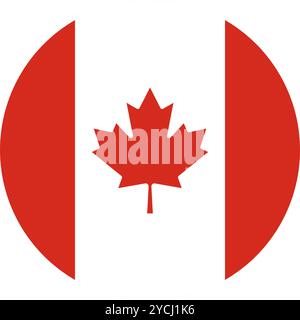Canada Circle Flag, Circle Flag of Canada, Vector Images Stock Vector