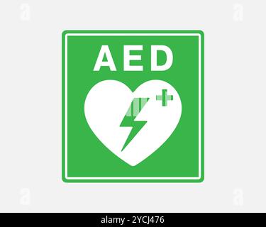 AED emergency defibrillator icon sign symbol. First aid Automated external defibrillator. Vector illustration. Isolated on white background. Stock Vector