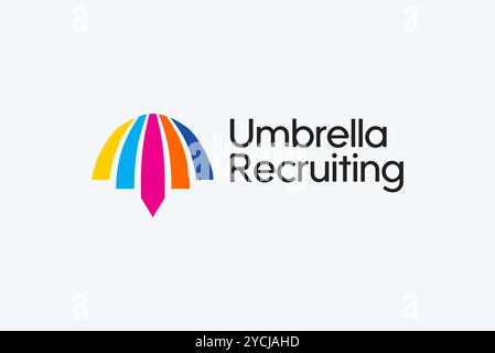 Umbrella recruiting logo design vector editable Stock Vector