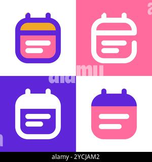calendar icon filled outline full color Stock Vector