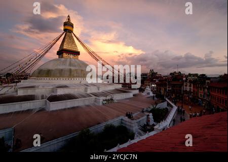 Buddhist Shrine Boudhanath Stupa. Nepal, Kathmandu Stock Photo