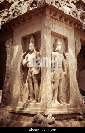 Panch Rathas Hindu Temple in Mahabalipuram Stock Photo