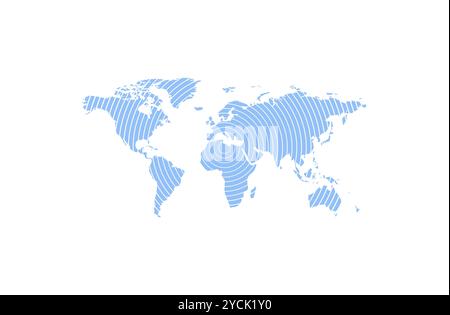 Blue and white Asia and Oceania centered world map. Flat vector illustration Stock Vector
