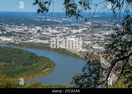 Lookout Mountain overlook view of Chattanooga, Tennessee, from Point Park in the Chickamauga and Chattanooga National Military Park. (USA) Stock Photo