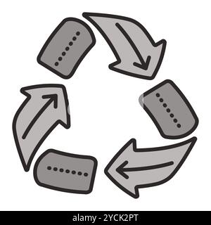 Recycling, cyclicality and natural phenomena. Monochrome vector sign Stock Vector