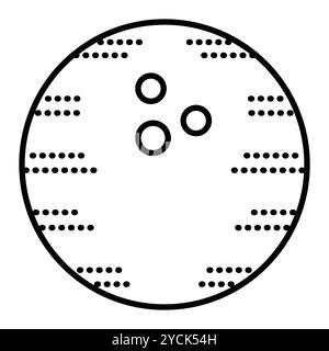 Black line bowling ball. Vector monochrome illustration, icon of sport equipment, editable stroke Stock Vector