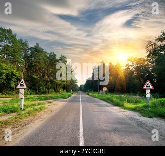 Signs on the road Stock Photo
