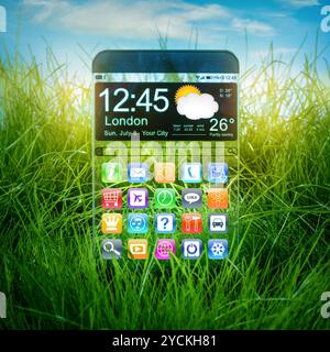 Smartphone with a transparent display. Stock Photo