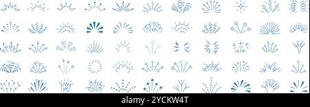 Doodle shine. Hand drawn sun rays decorative lines recent vector sunbeams illustrations Stock Vector