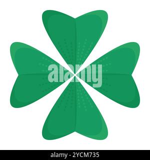 Four-leaf clover single leaf, the symbol of Saint Patrick Day and Ireland, irish vector illustration in green color Stock Vector