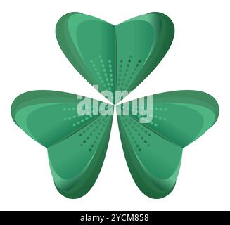 Gradient three leaf clover, volumetric shamrock foliage, trefoil plant, the symbol of Saint Patrick Day and Ireland, vector color illustration Stock Vector