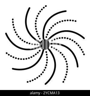 Spiral, clockwise rotation. Recycling, cyclicality, natural phenomena. Black line vector icon. Outline monochrome sign, editable stroke, pixel perfect Stock Vector