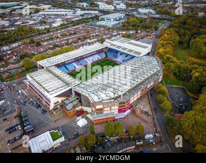 Aerial sky general view of the stadium ahead of the Aston Villa FC v Bologna FC 1909 UEFA Champions League Round 1 match at Villa Park, Birmingham, England, United Kingdom on 22 October 2024 Credit: Every Second Media/Alamy Live News Stock Photo