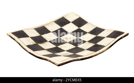 Empty curved ceramic chess board isolated on white background Stock Photo
