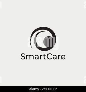 Smart Care business logo design for technology brand and related company, abstract vector editable Stock Vector