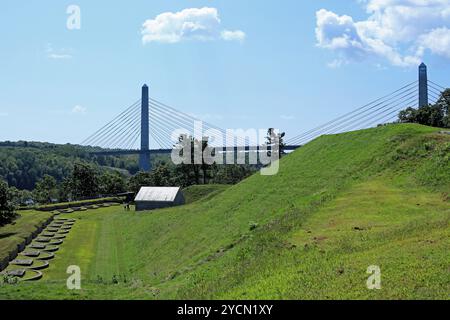 Fort Knox, Prospect, Maine, with the Waldo-Hancock Bridge in the background Stock Photo