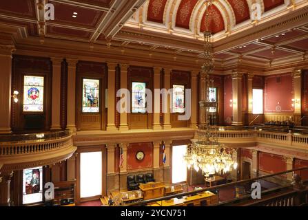 The Senate in the Colorado State Capitol building, where free tours are available, Denver, USA Stock Photo